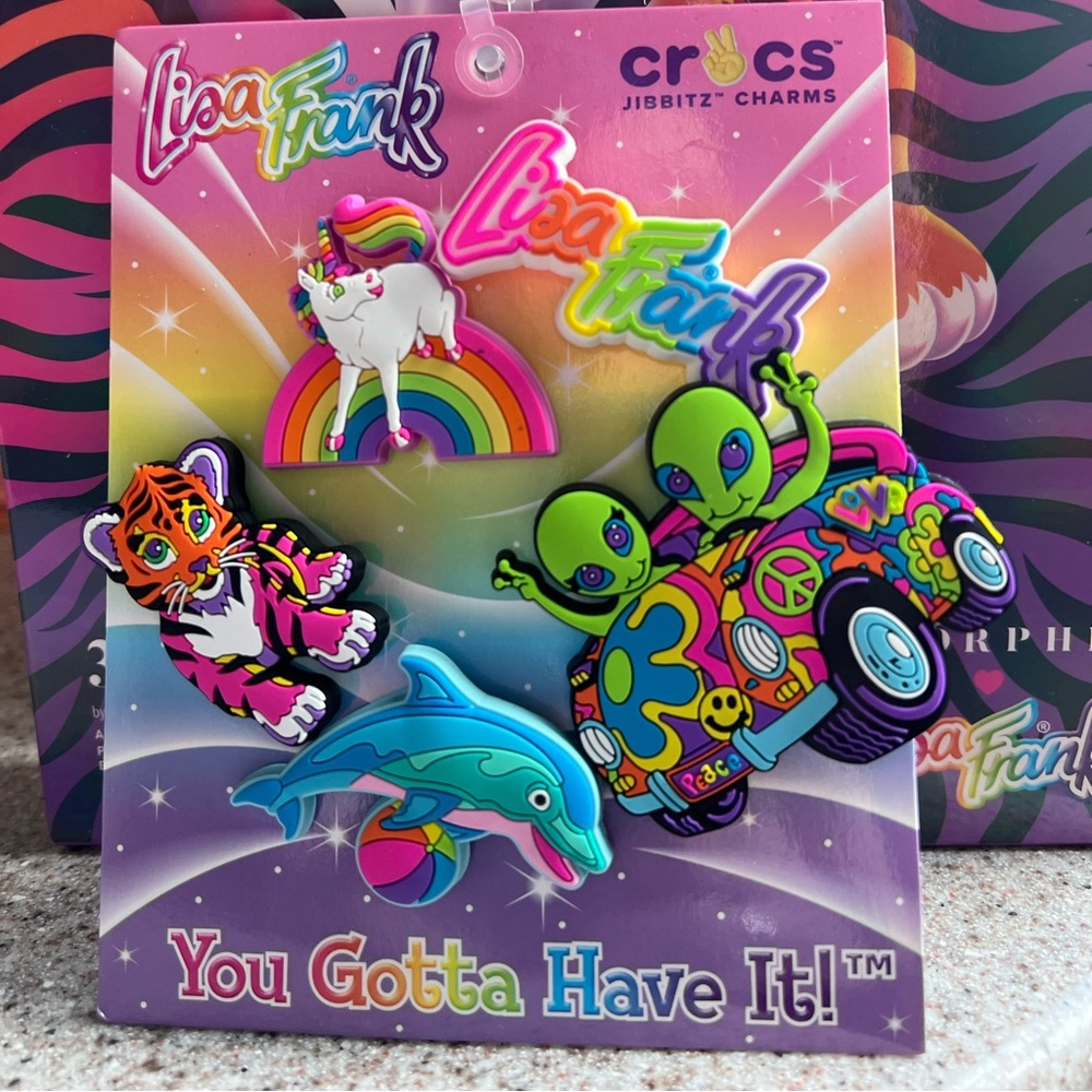 Brand new Lisa Frank Crocs jibbitz charms 5 pack (first edition)